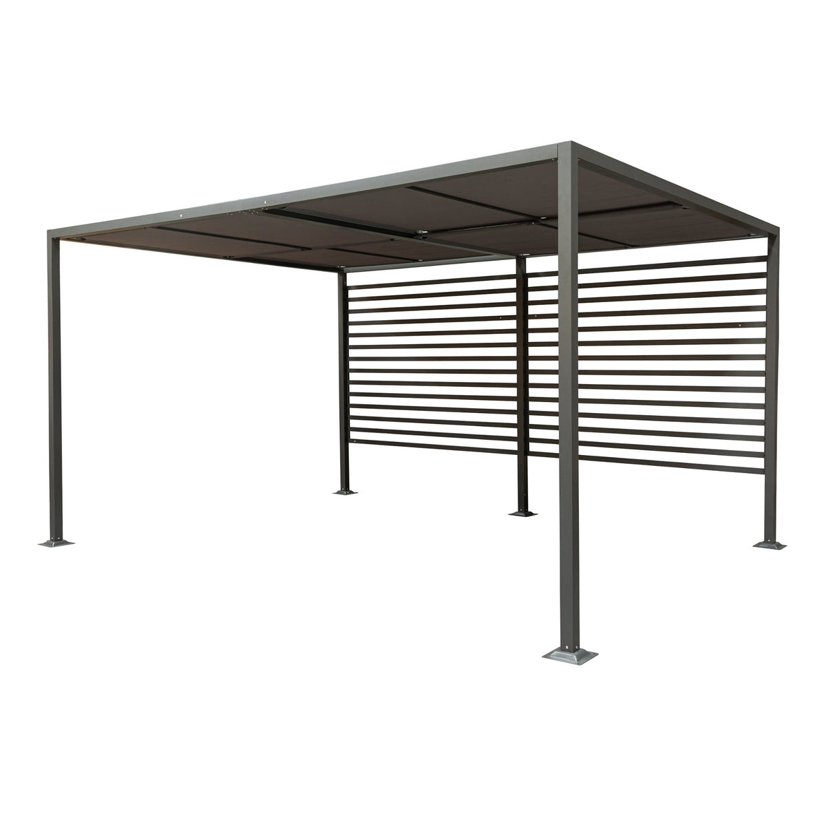 Aluminium Pergola with Sliding Roof in Grey, two sizes.