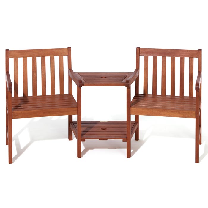 2 Seater Solid Eucalyptus Hardwood Duo/ Companion Bench.