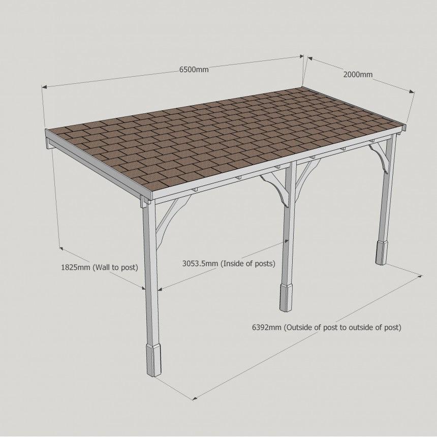 Felt Roof Lean-To Carport Gazebo Complete DIY Kit, Various Sizes