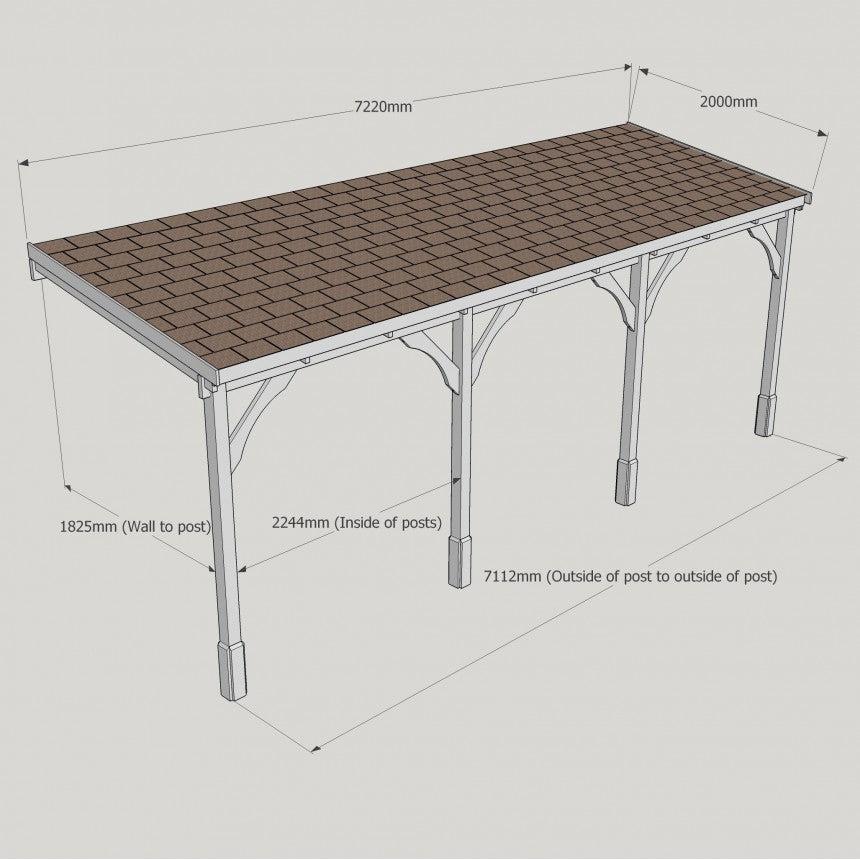 Felt Roof Lean-To Carport Gazebo Complete DIY Kit, Various Sizes