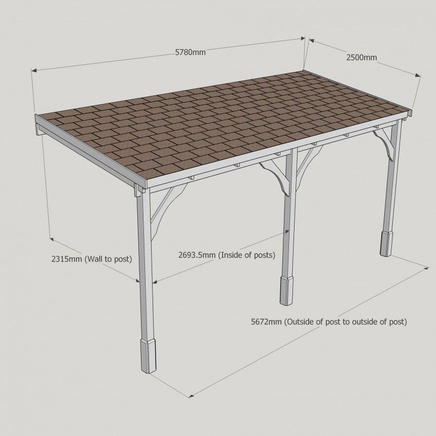 Felt Roof Lean-To Carport Gazebo Complete DIY Kit, Various Sizes