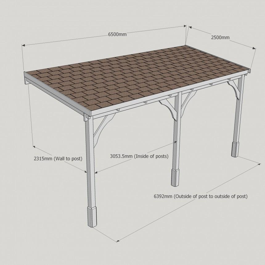Felt Roof Lean-To Carport Gazebo Complete DIY Kit, Various Sizes