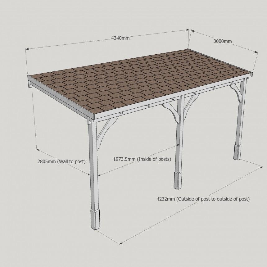 Felt Roof Lean-To Carport Gazebo Complete DIY Kit, Various Sizes