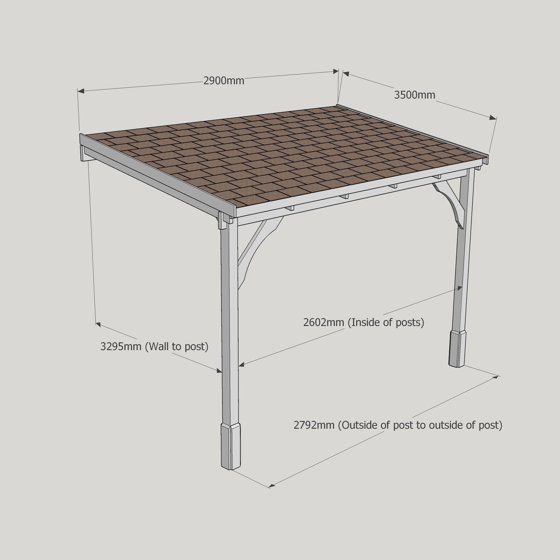 Felt Roof Lean-To Carport Gazebo Complete DIY Kit, Various Sizes