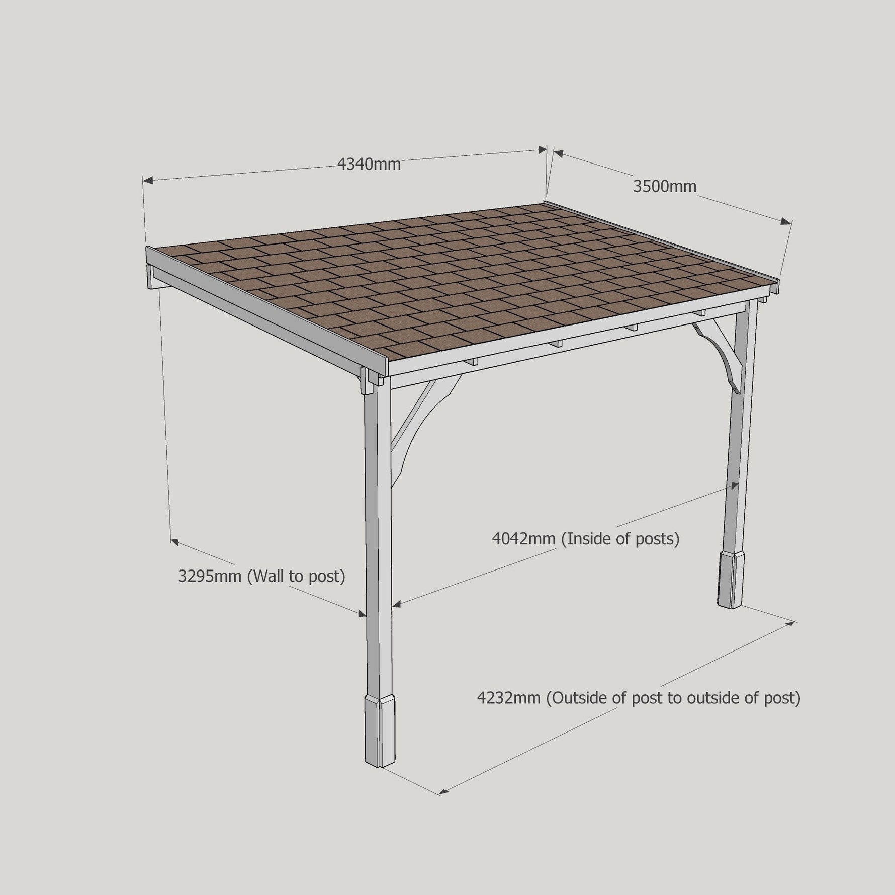 Felt Roof Lean-To Carport Gazebo Complete DIY Kit, Various Sizes