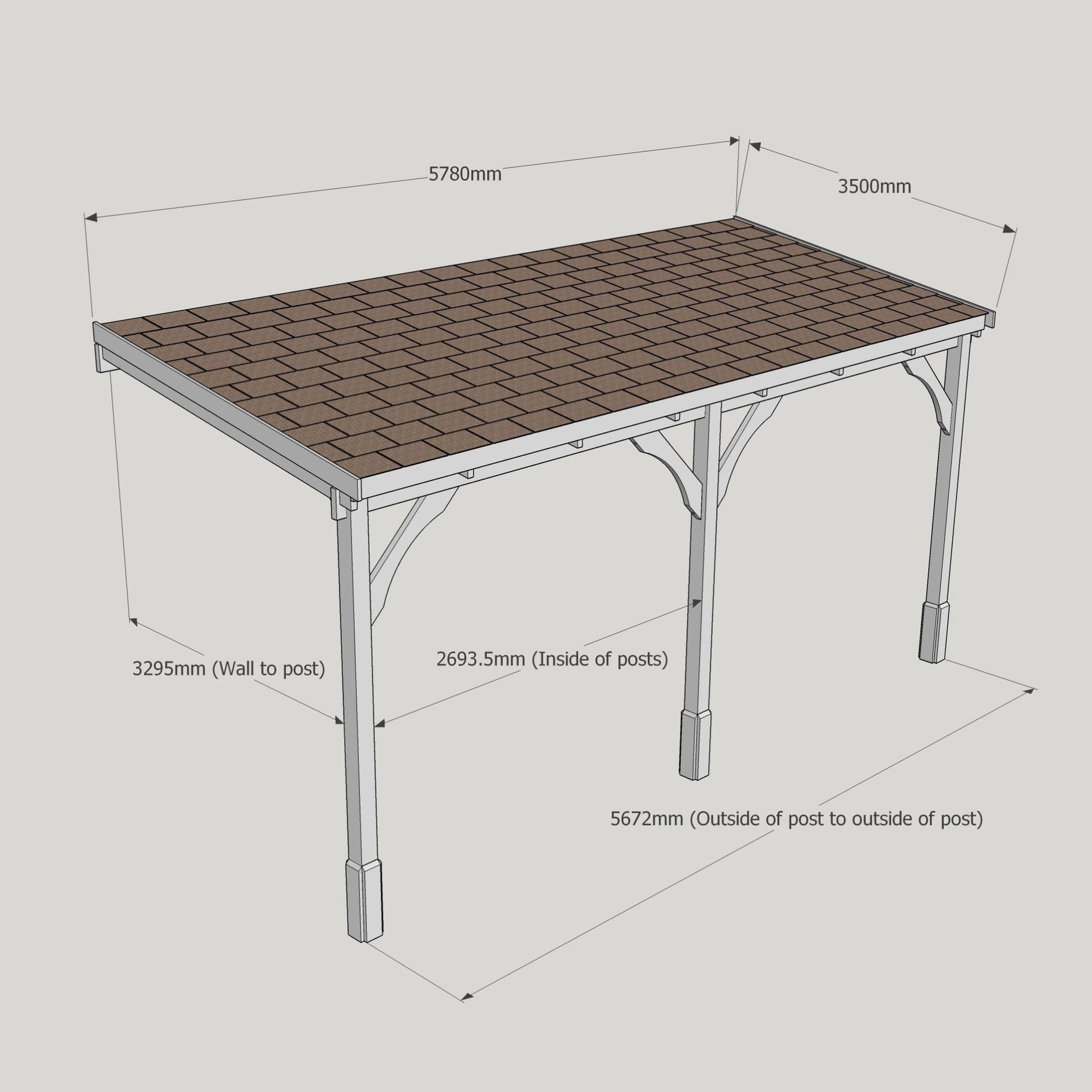 Felt Roof Lean-To Carport Gazebo Complete DIY Kit, Various Sizes