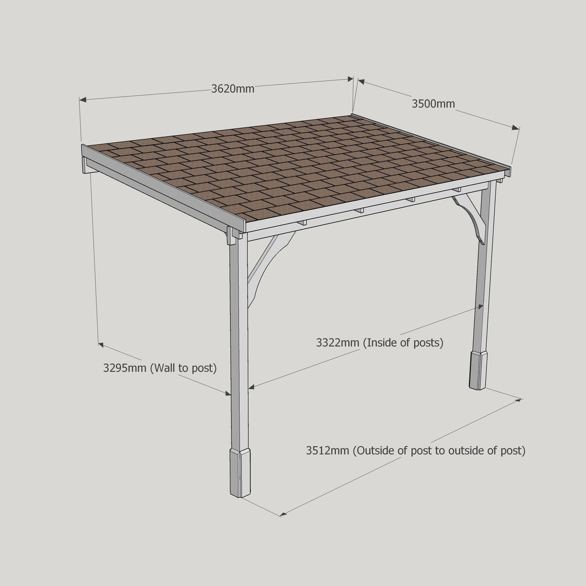 Felt Roof Lean-To Carport Gazebo Complete DIY Kit, Various Sizes