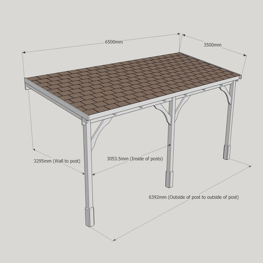 Felt Roof Lean-To Carport Gazebo Complete DIY Kit, Various Sizes