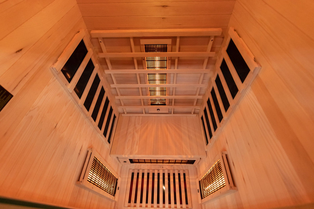 Infrared sauna interior from top view