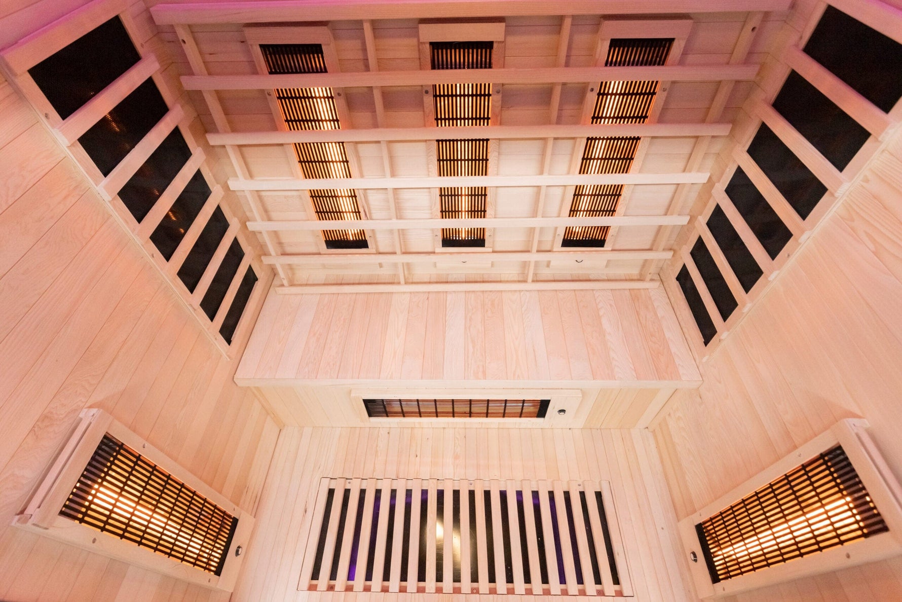 Infrared sauna interior from top view