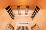 From-top view of a wooden sauna interior