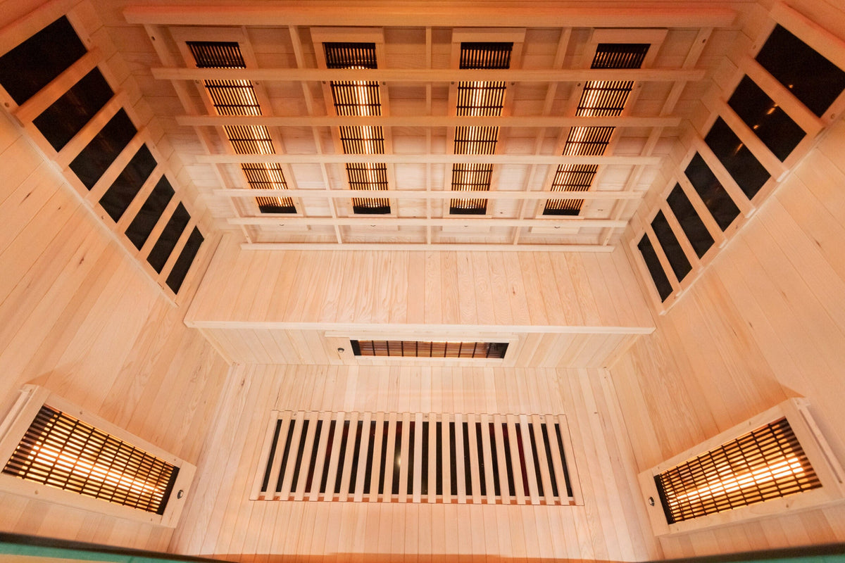 Infrared sauna interior from top view