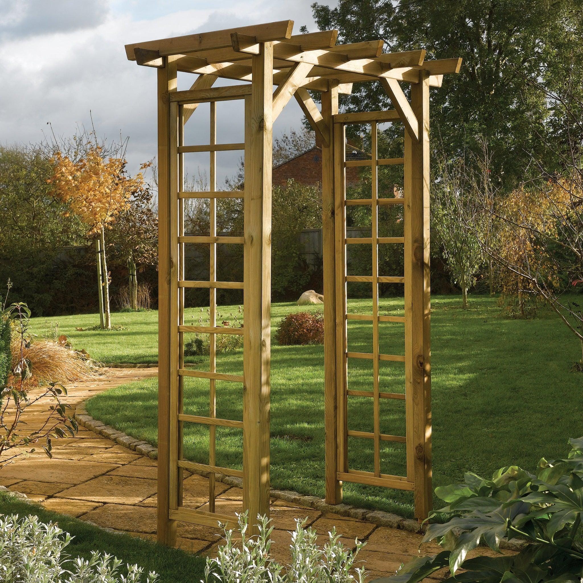 Elegant Garden Arbour with Roof & Trellis | Durable Redwood