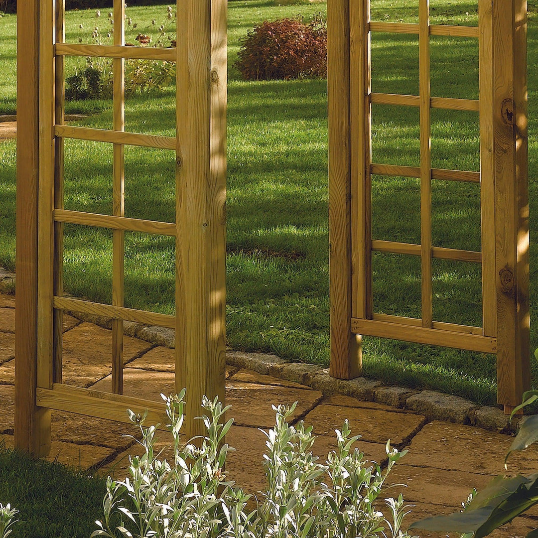 Garden Arbour with Roof and side trellis, Tanalised Redwood Timber