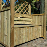 Garden Arbour with Roof, trellis and seat storage, Tanalised Timber