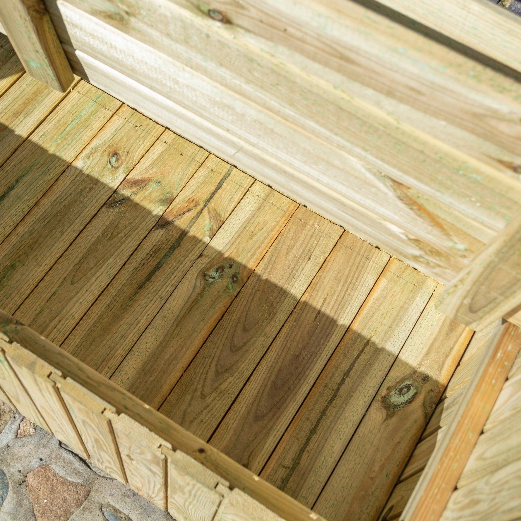 Garden Arbour with Roof, trellis and seat storage, Tanalised Timber