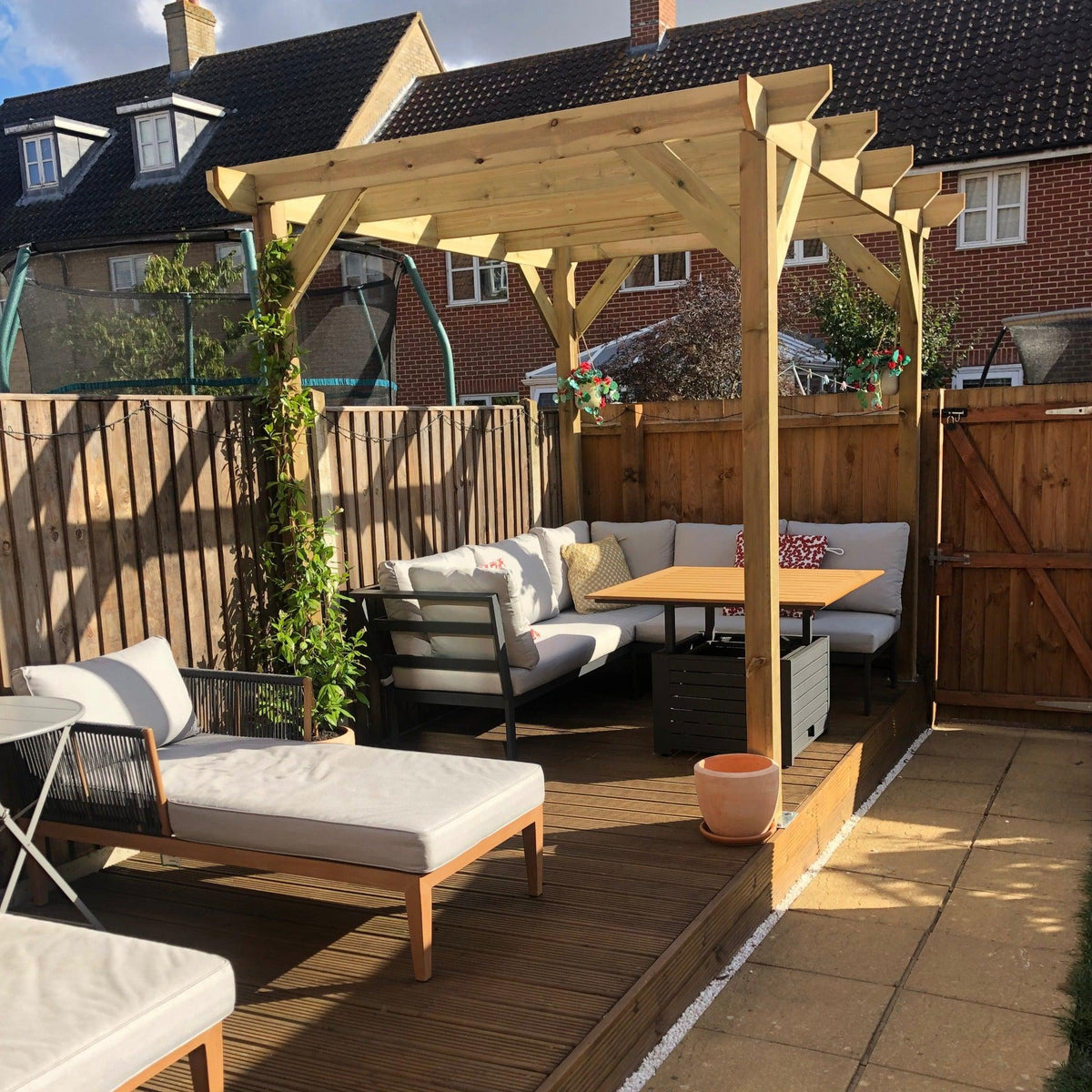 Heavy Duty Tanalised Timber Pergola Complete DIY Kit, Slow Grown Spruce, various sizes.