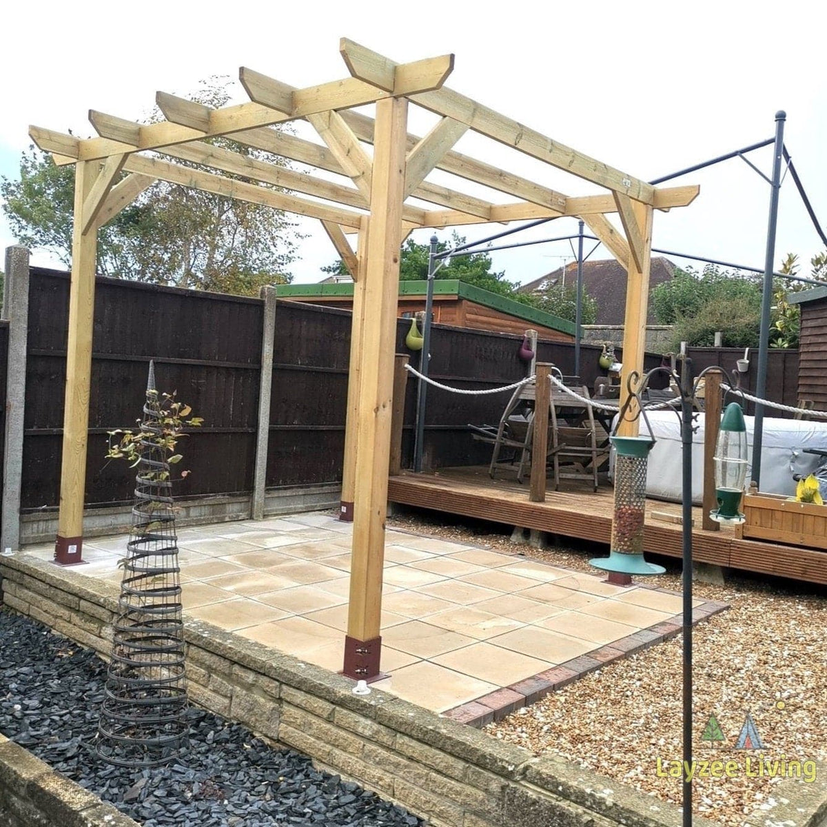 Heavy Duty Tanalised Timber Pergola Complete DIY Kit, Slow Grown Spruce, various sizes.