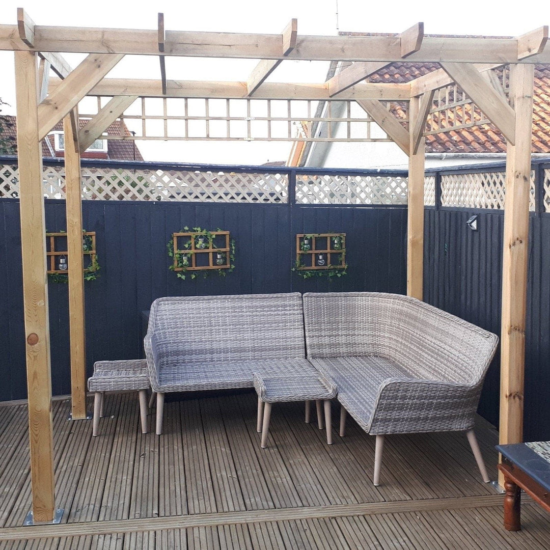 Heavy Duty Tanalised Timber Pergola Complete DIY Kit, Slow Grown Spruce, various sizes.