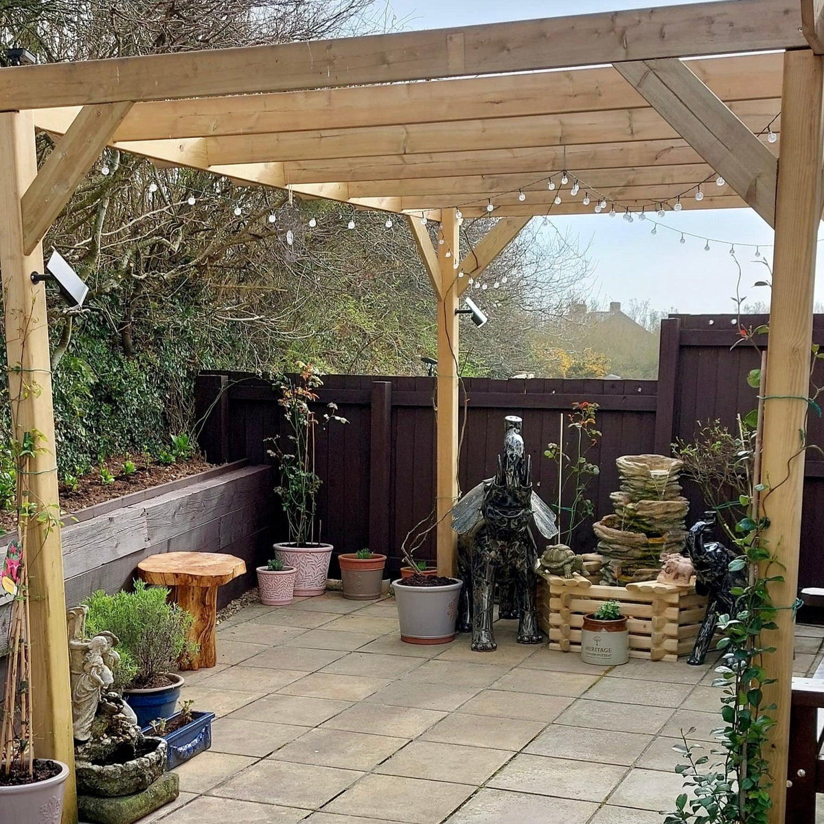 Heavy Duty Tanalised Timber Pergola Complete DIY Kit, Slow Grown Spruce, various sizes.