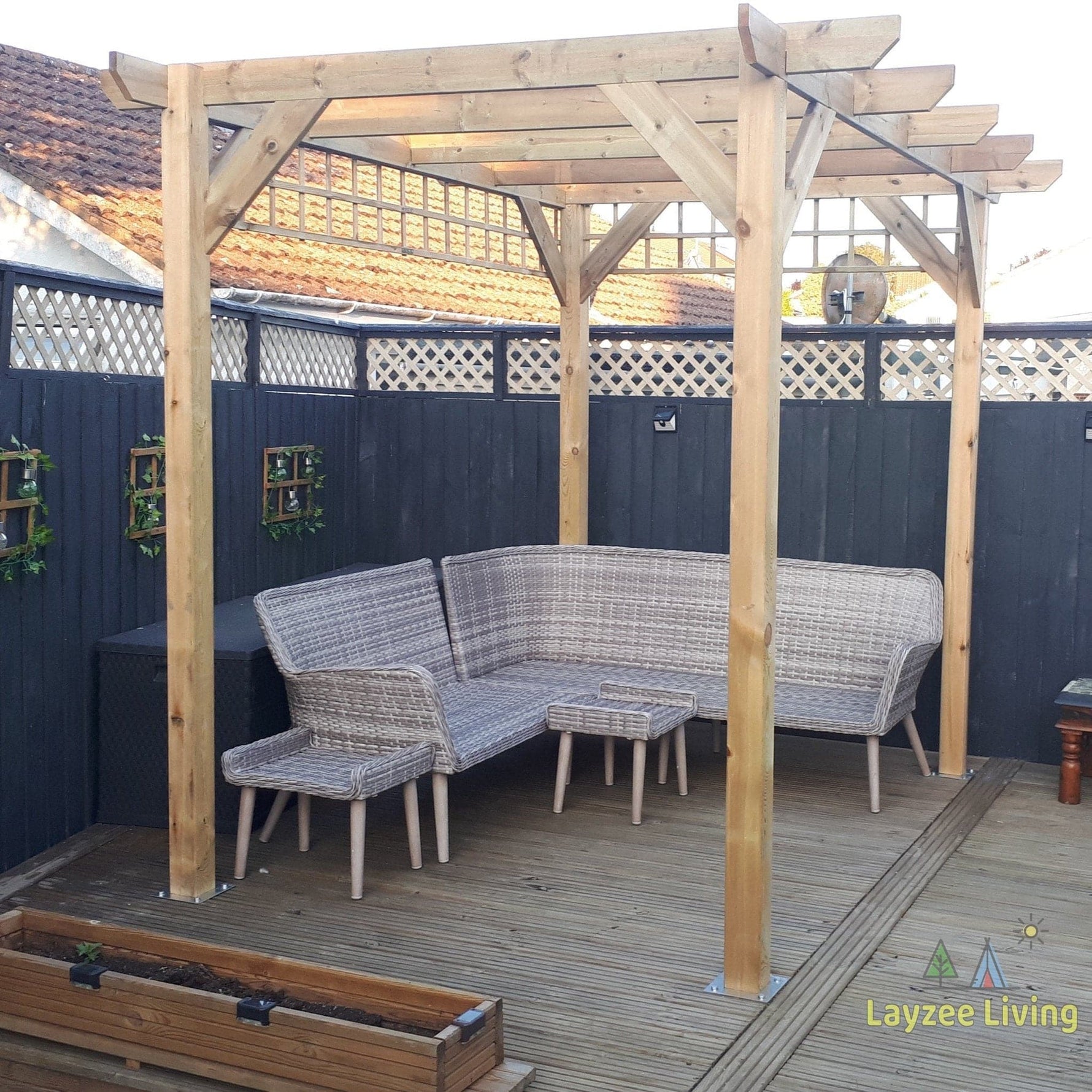 Heavy Duty Tanalised Timber Pergola Complete DIY Kit, Slow Grown Spruce, various sizes.