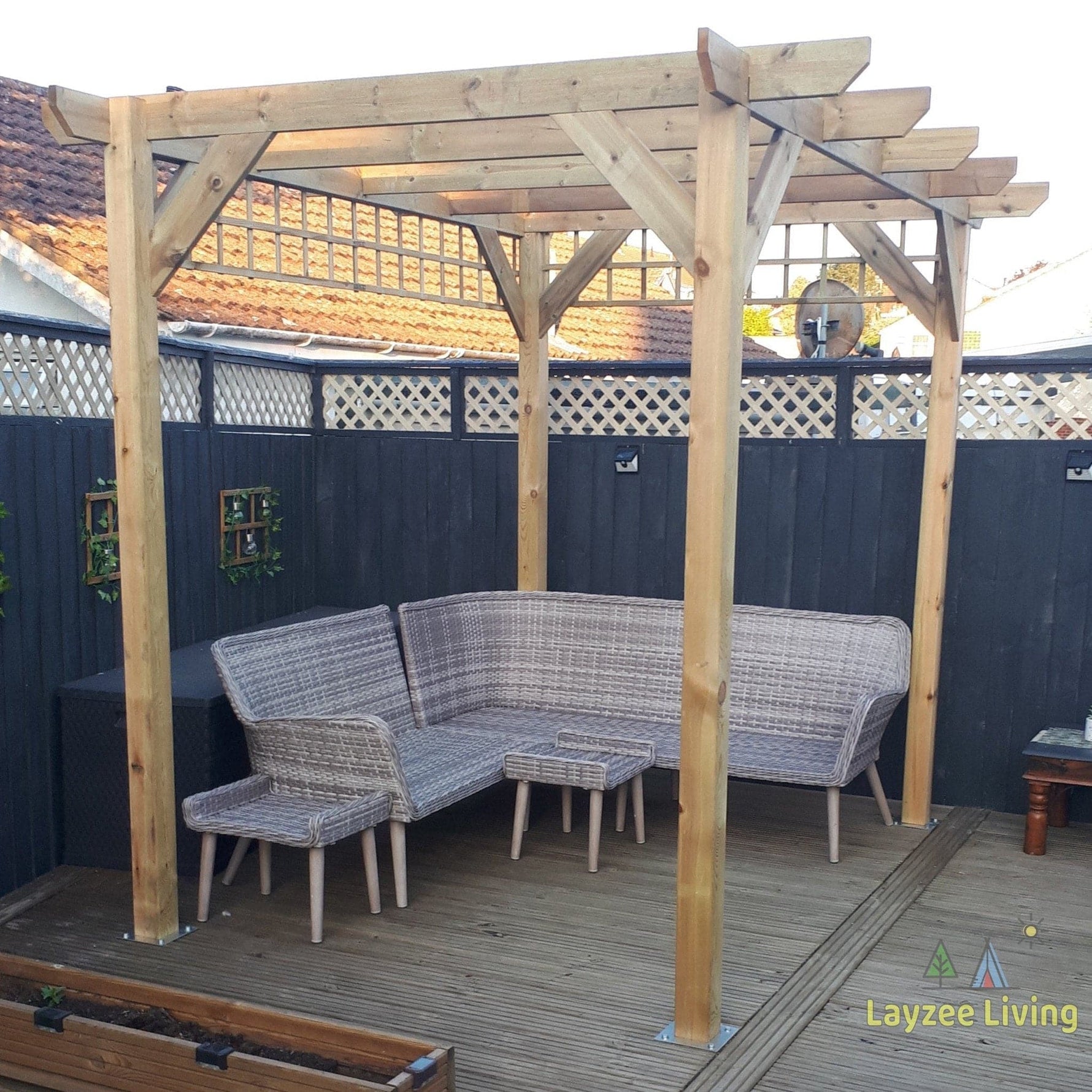 Heavy Duty Tanalised Timber Pergola Complete DIY Kit, Slow Grown Spruce, various sizes.