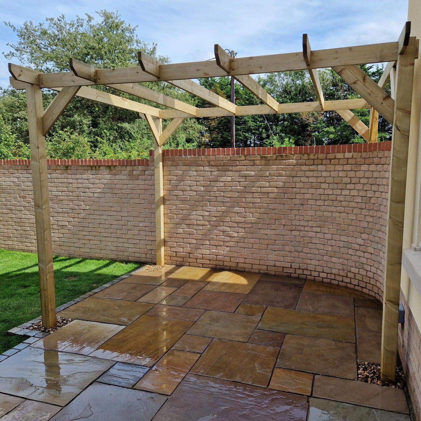 Heavy Duty Tanalised Timber Pergola Complete DIY Kit, Slow Grown Spruce, various sizes.