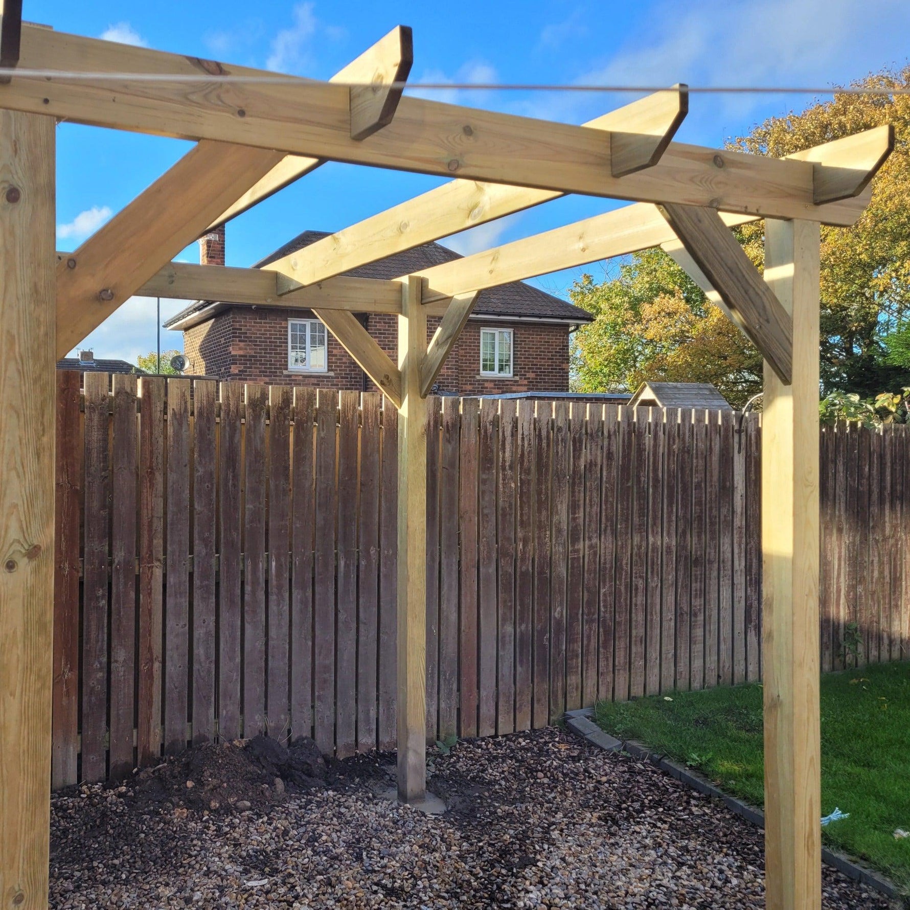 Heavy Duty Tanalised Timber Pergola Complete DIY Kit, Slow Grown Spruce, various sizes.