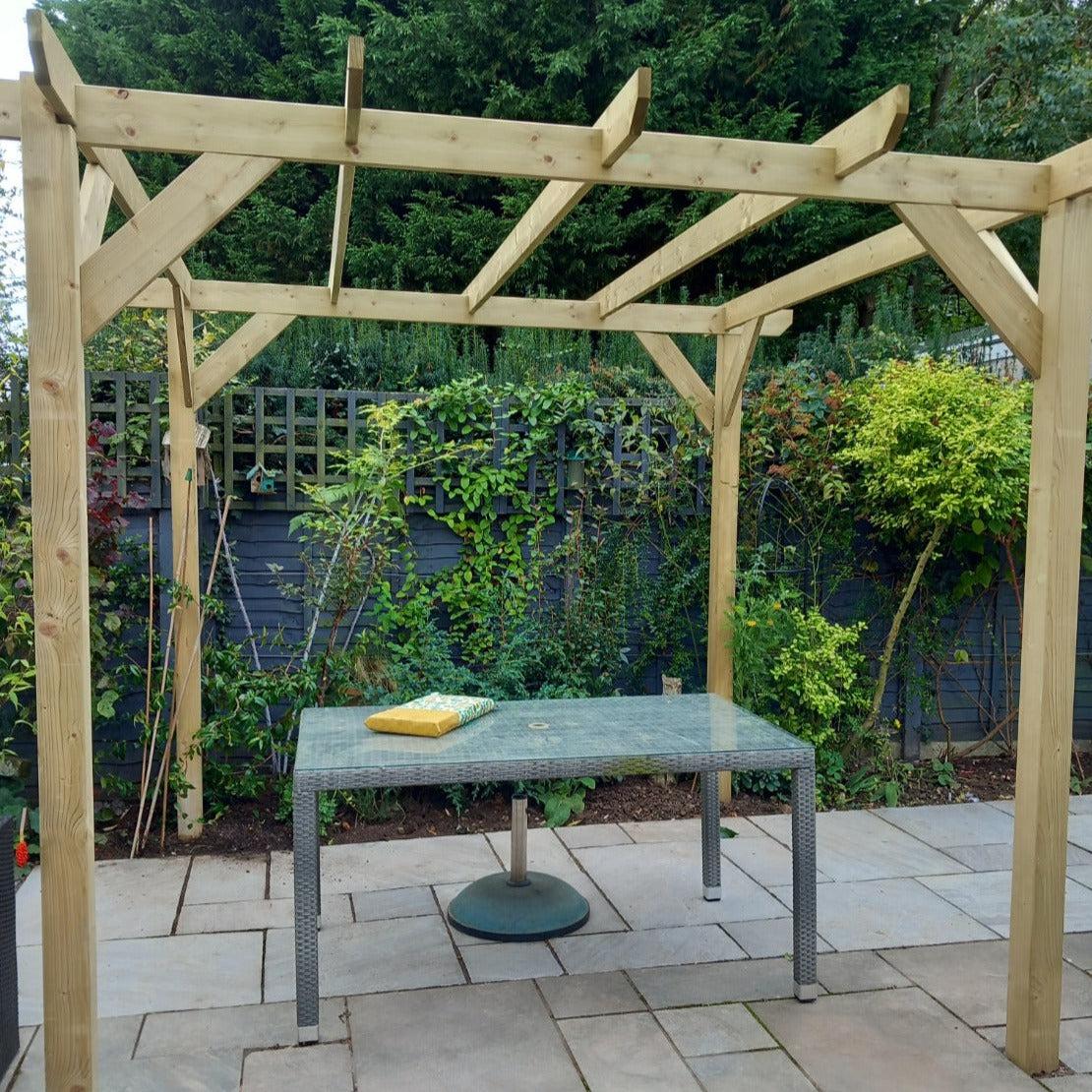 Heavy Duty Tanalised Timber Pergola Complete DIY Kit, Slow Grown Spruce, various sizes.