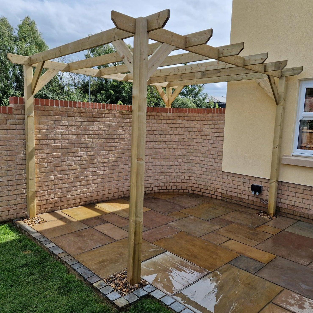 Heavy Duty Tanalised Timber Pergola Complete DIY Kit, Slow Grown Spruce, various sizes.