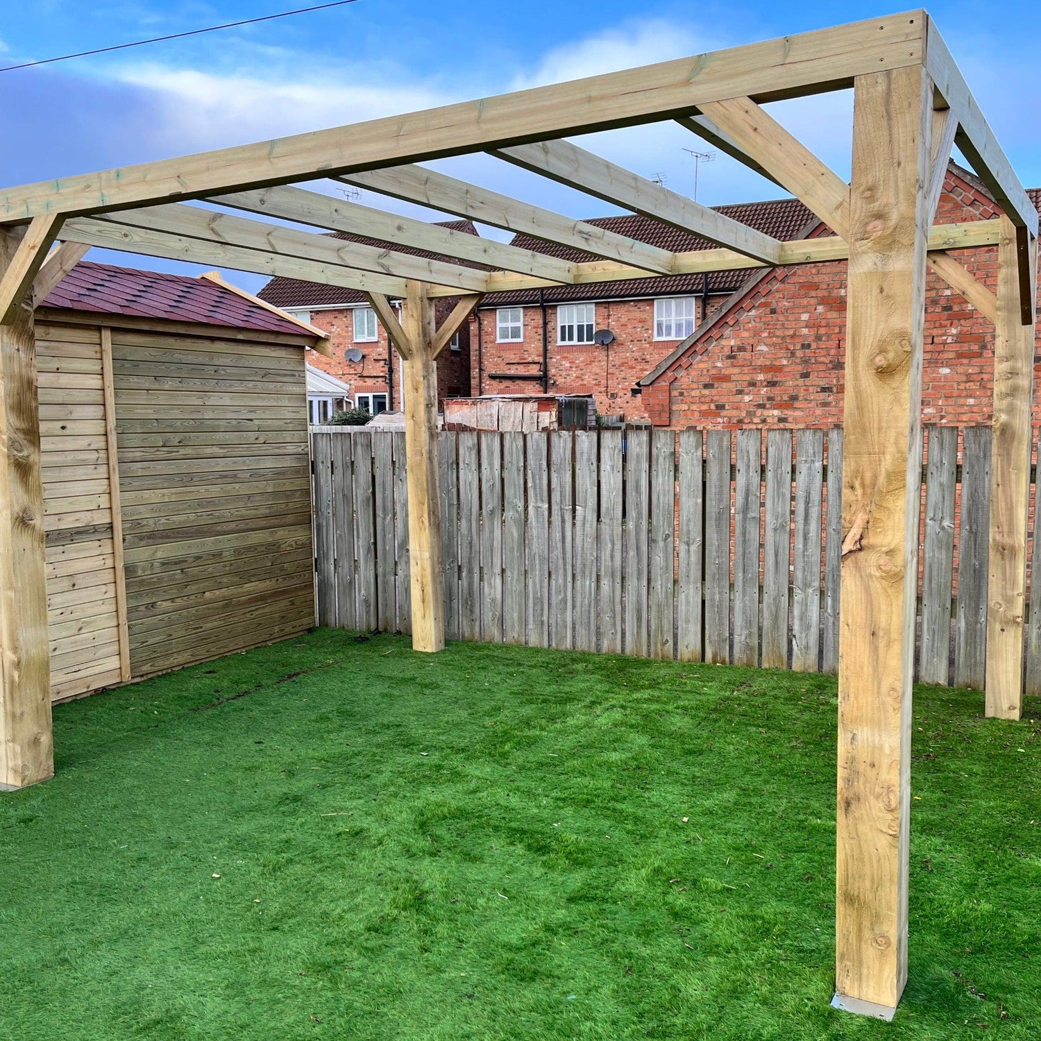 Heavy Duty Timber Box Pergola Complete DIY Kit, Tanalised Redwood Timber, various sizes.