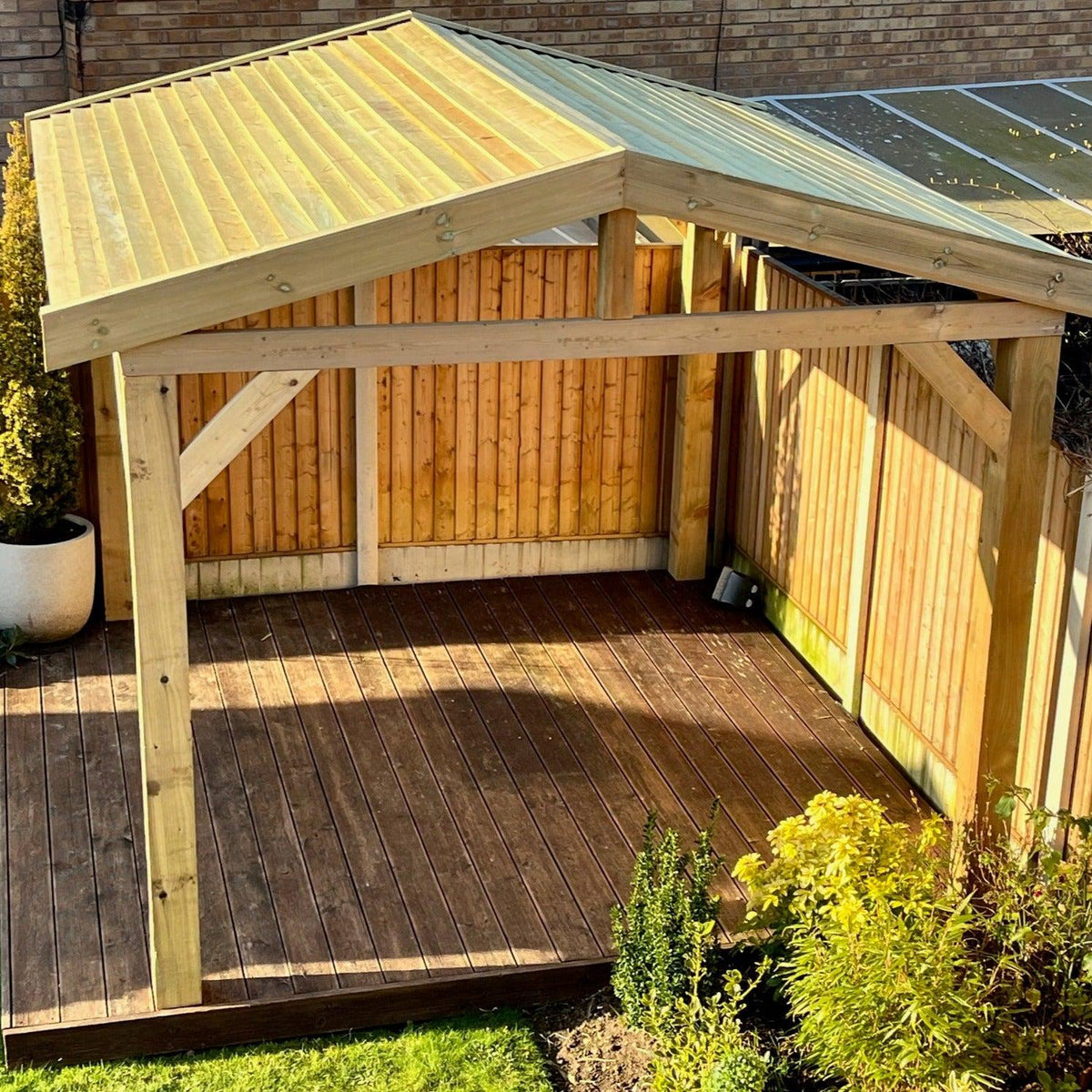 Heavy Duty Timber Gazebo DIY Kit | Tanalised feather edge timber | felt tile roof, various sizes.