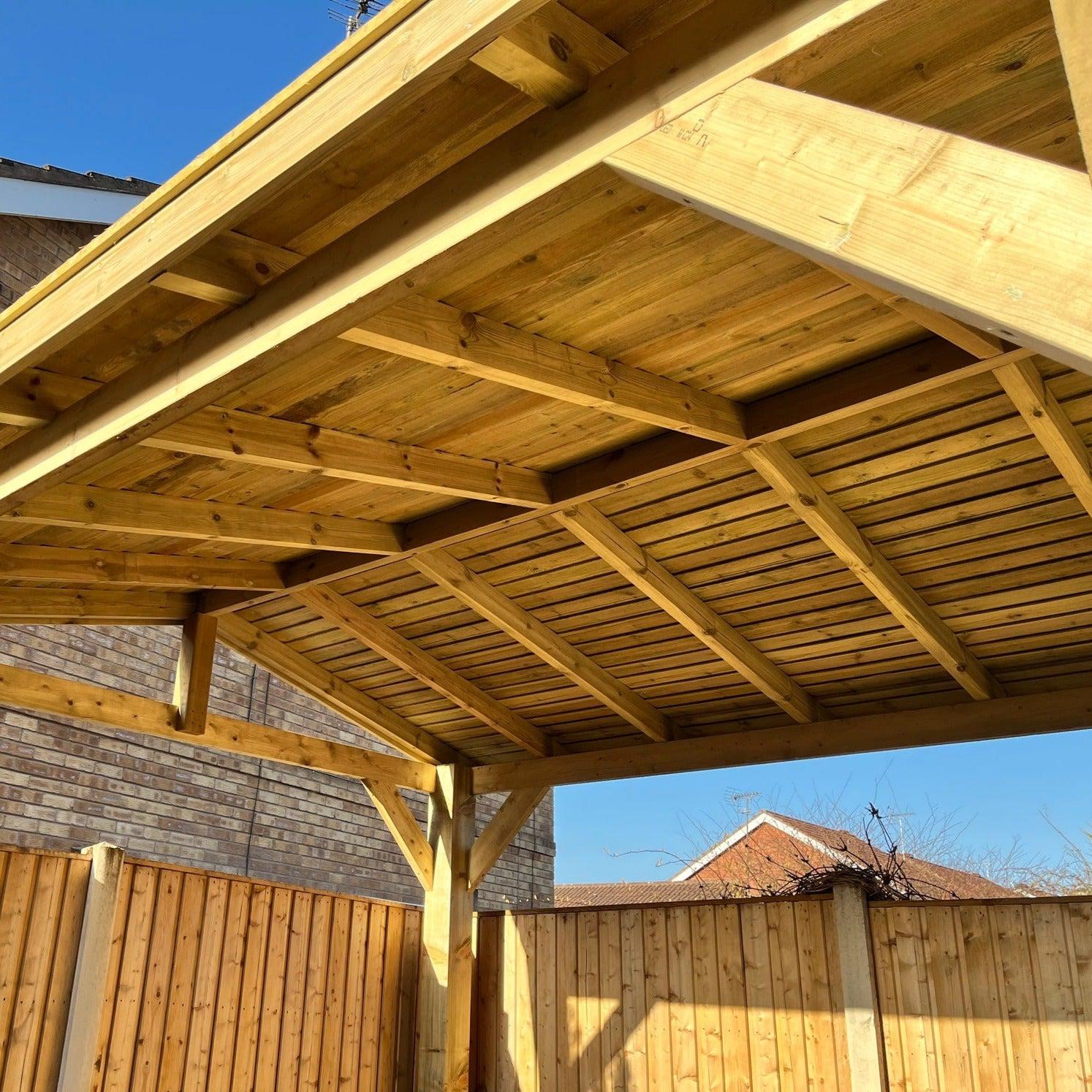 Heavy Duty Timber Gazebo DIY Kit | Tanalised feather edge timber | felt tile roof, various sizes.