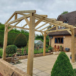 Heavy Duty Timber Gazebo DIY Kit | Tanalised feather edge timber | felt tile roof, various sizes.