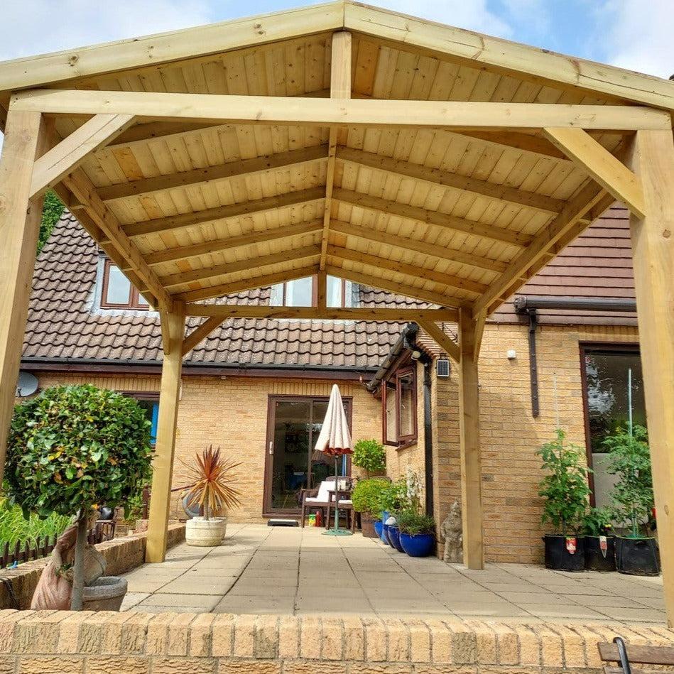 Heavy Duty Timber Gazebo DIY Kit | Tanalised feather edge timber | felt tile roof, various sizes.