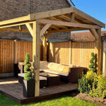 Heavy Duty Timber Gazebo DIY Kit | Tanalised feather edge timber | felt tile roof, various sizes.