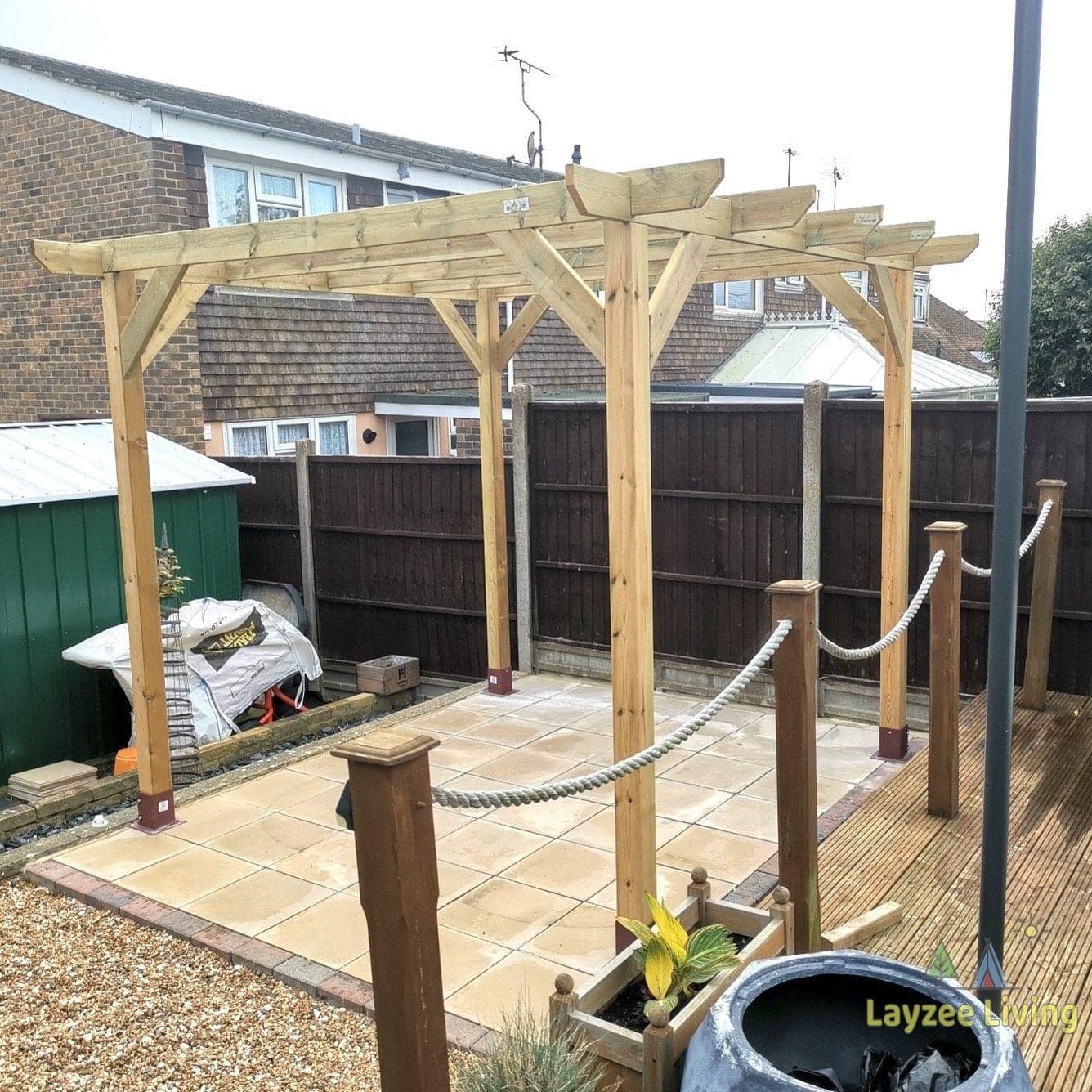 Timber Pergola Complete DIY Kit, Tanalised Redwood, various sizes ...