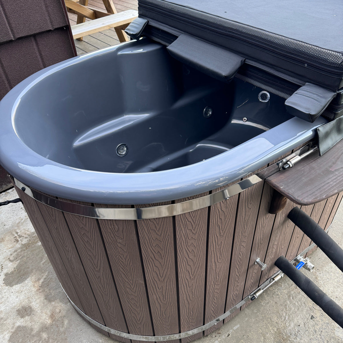Ofuro wood-fired tub with external heater