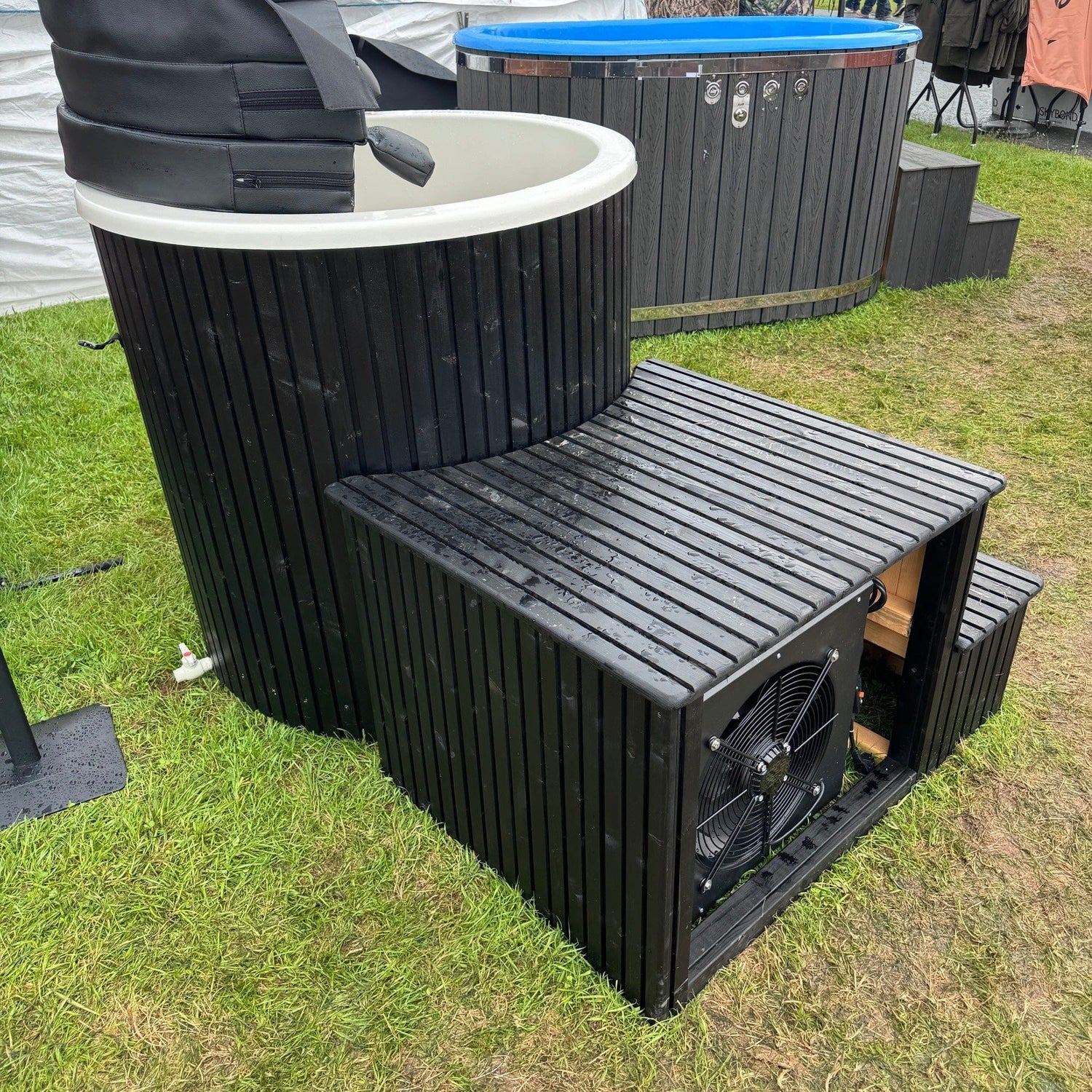 Thermowood black timber and white liner ice plunge pool
