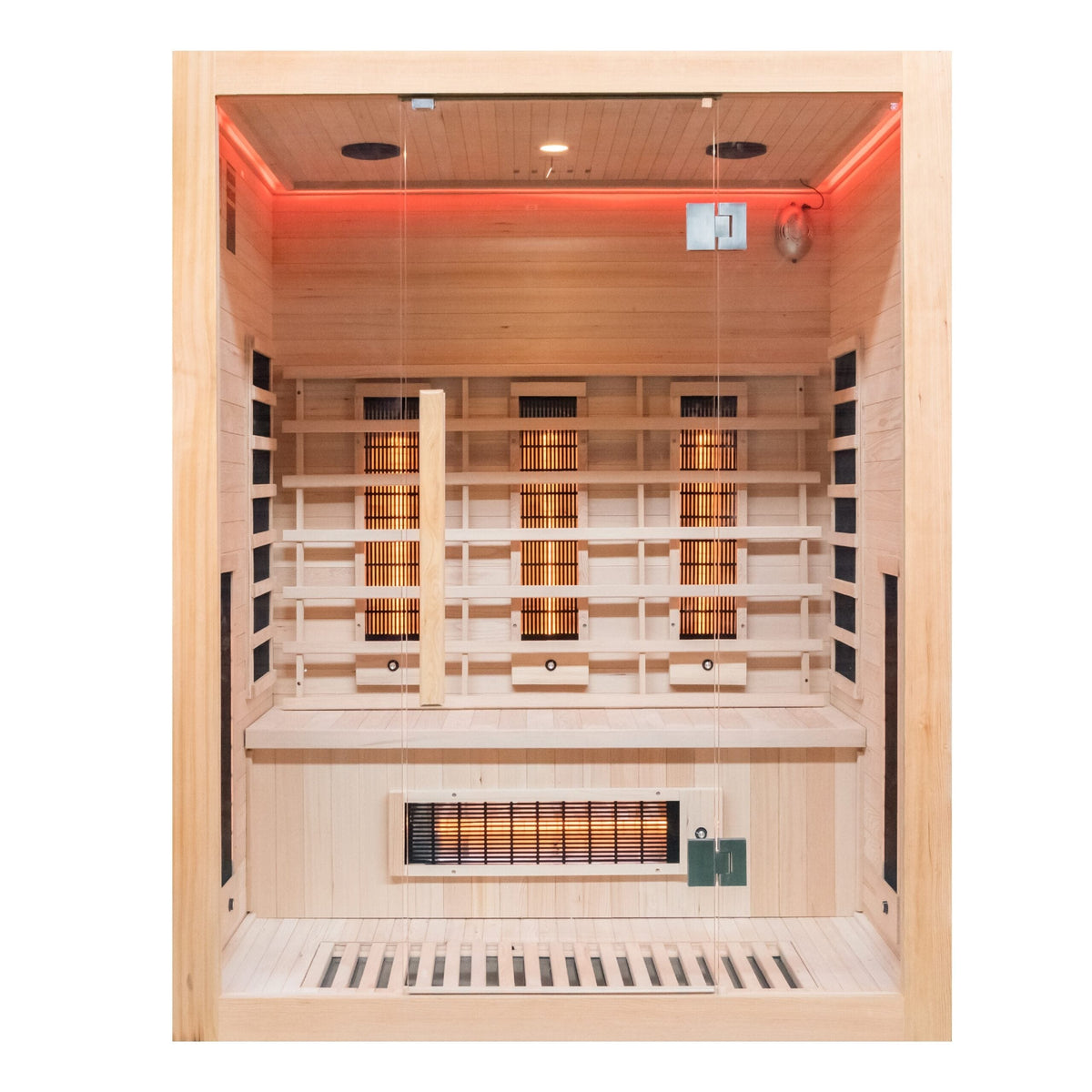 Infrared sauna with wooden interior