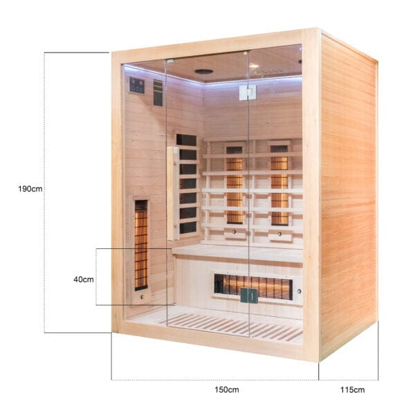KN-003cm Infrared Sauna - Dimensions Shown