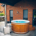 Large 200cm Wood Fired Hot Tub, External Heater, Fibreglass Liner.