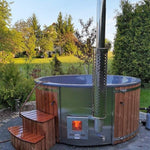 Large 200cm Wood Fired Hot Tub, Integrated Heater, Fibreglass liner.