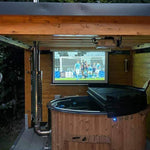 Large 200cm Wood Fired Hot Tub, Integrated Heater, Fibreglass liner.