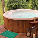 Large 200cm Wood Fired Hot Tub, Integrated Heater, Fibreglass liner.