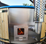 Large 200cm Wood Fired Hot Tub, Integrated Heater, Fibreglass liner.