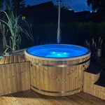 Large 200cm Wood Fired Hot Tub, Integrated Heater, Fibreglass liner.