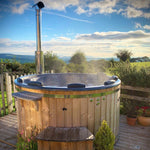 Large 200cm Wood Fired Hot Tub, Integrated Heater, Fibreglass liner.