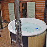 Large 200cm Wood Fired Hot Tub, Integrated Heater, Fibreglass liner.