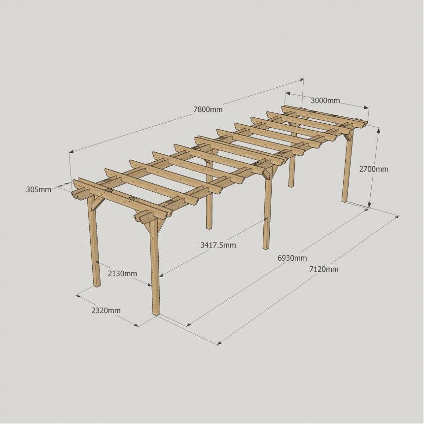 Large Size Heavy Duty Double Pergola Complete DIY Kit, Quality Tanalised Timber.